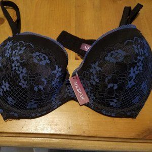 34DD Adore Me Black and Blue Lacey Bra